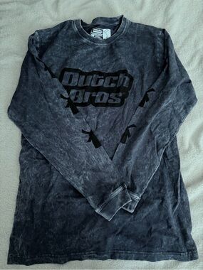 Dutch Bros Black Mineral Wash Long Sleeve Tee with Logo